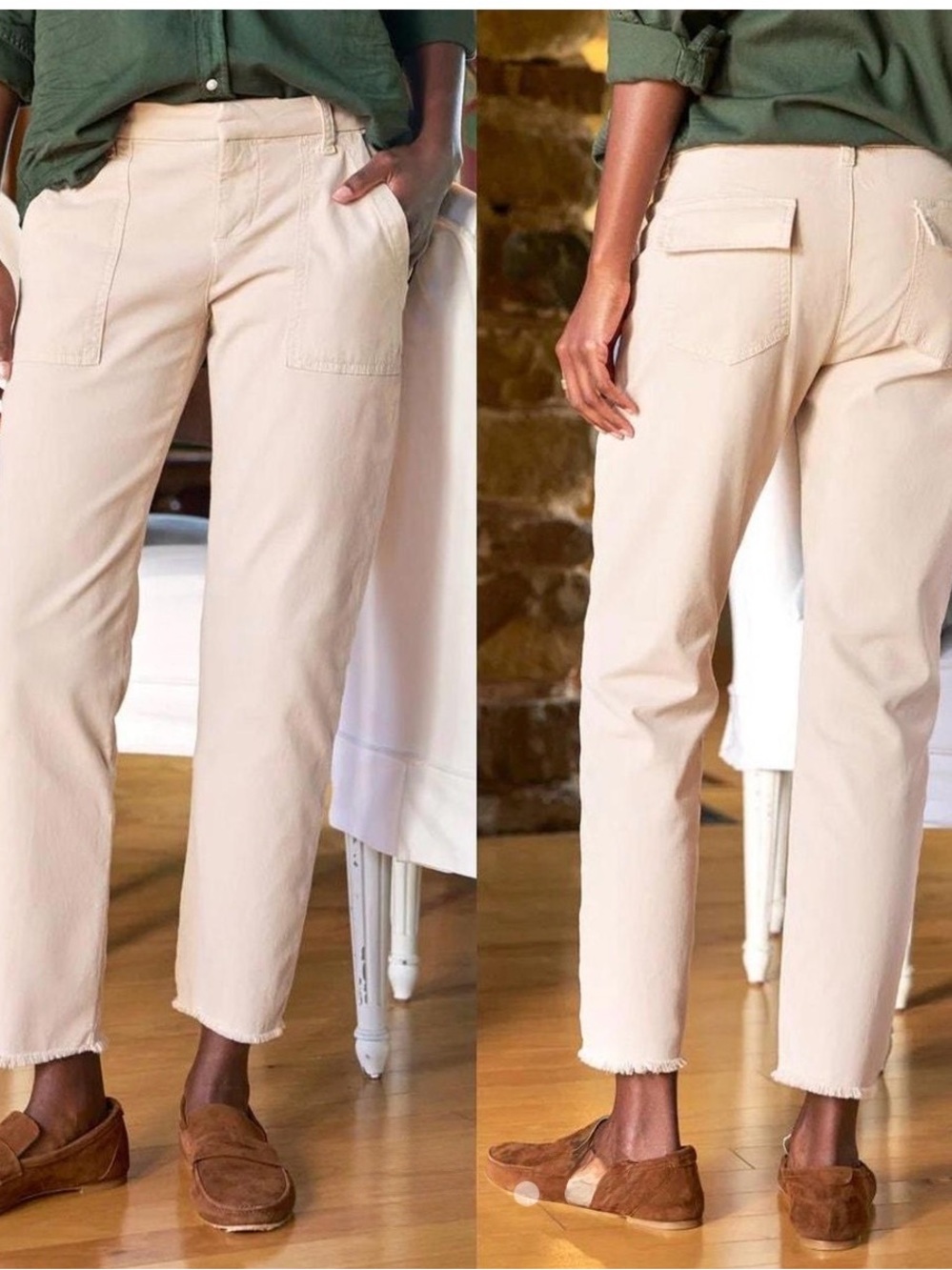 Frank & Eileen Blackrock Peached Twill Cropped Utility Pants
